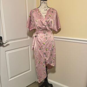 NWOT Charles Henry Floral Pink Wrap Dress